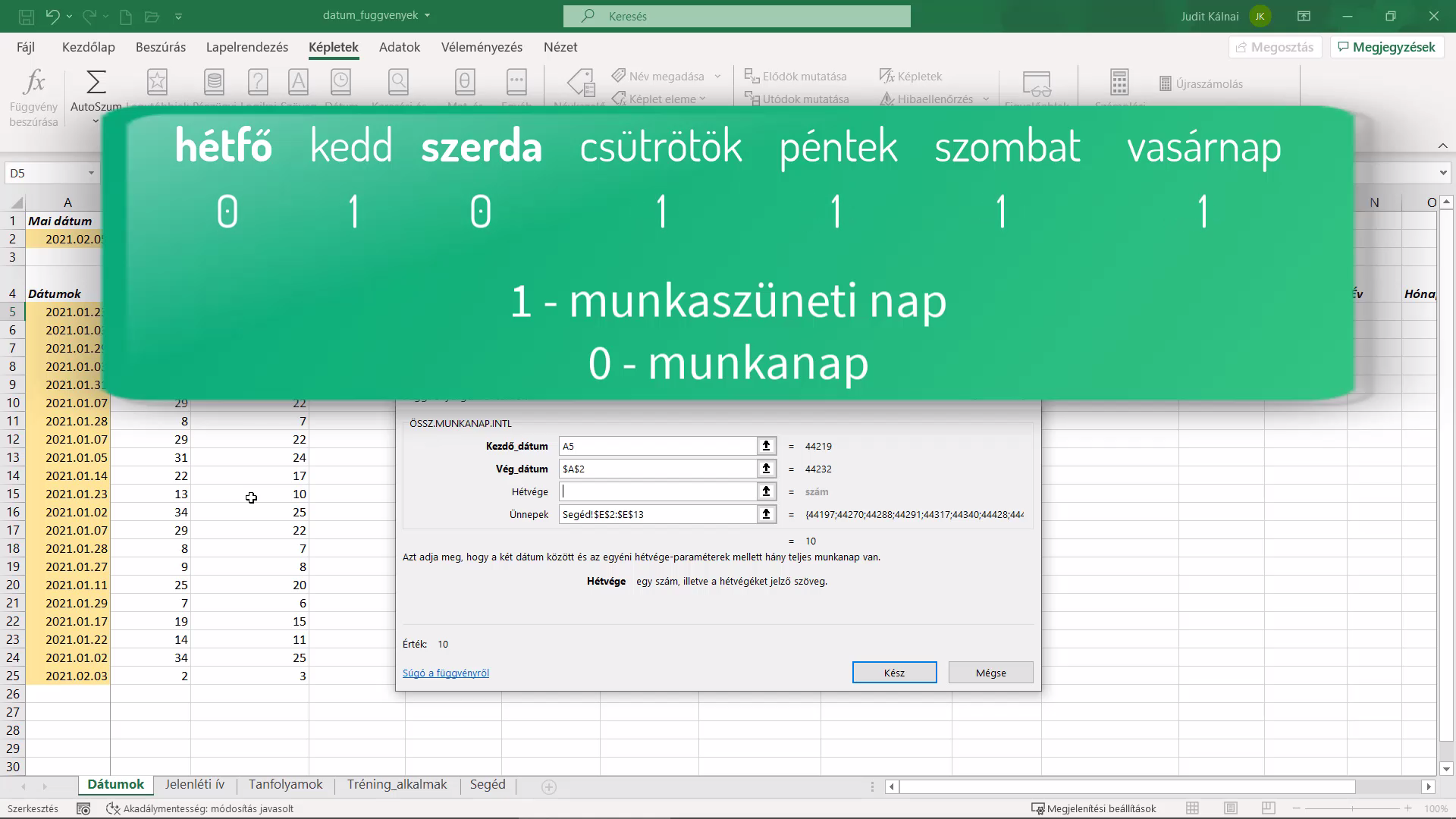 A dátumfüggvények használata