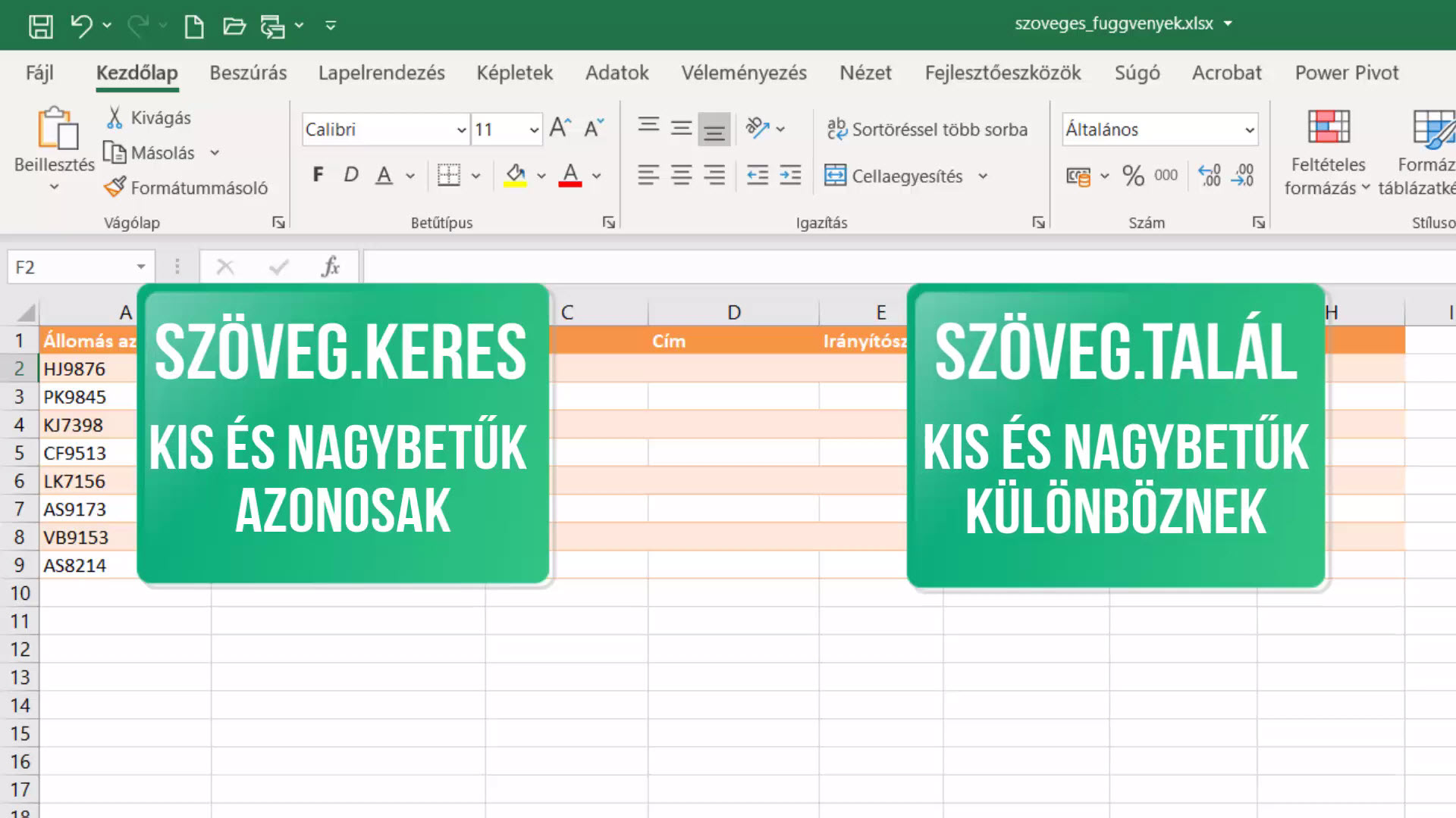 A szöveges függvények használata